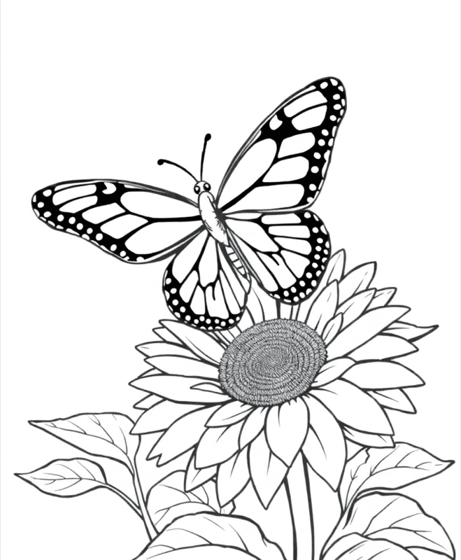 Monarch Butterfly - Free printable coloring page for kids