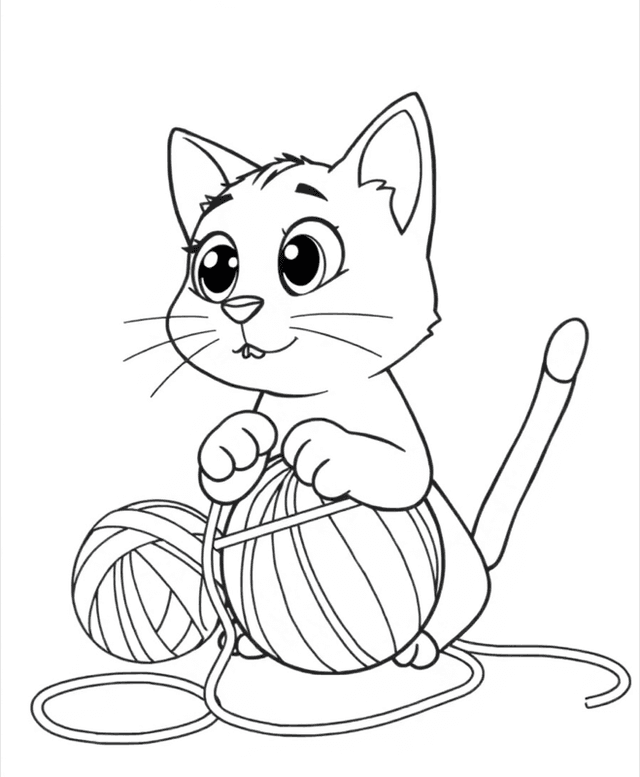 Cat with Yarn