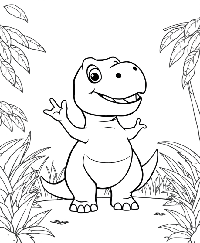 Friendly T-Rex - Free printable coloring page for kids