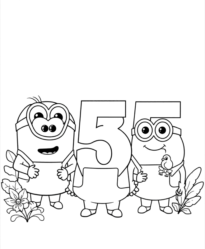 Counting to Five - Free printable coloring page for kids