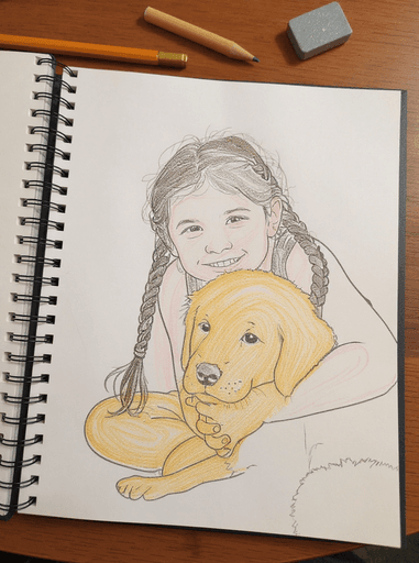 Printed coloring book partially colored by a child with crayons