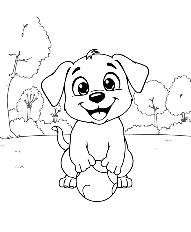 Happy Puppy - Free printable coloring page for kids
