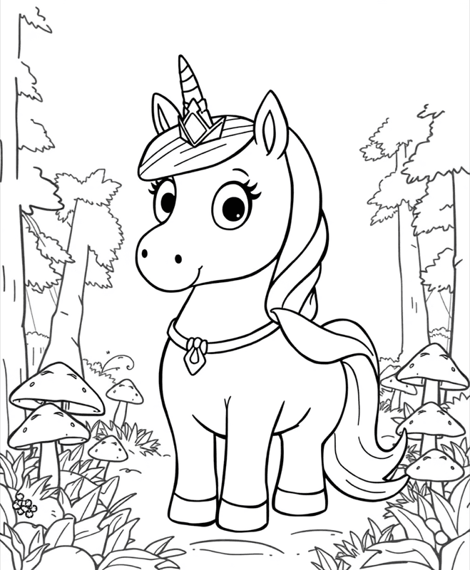 Unicorn Princess - Free printable coloring page for kids