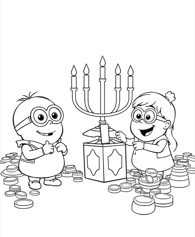 Dreidel Fun - Free printable coloring page for kids