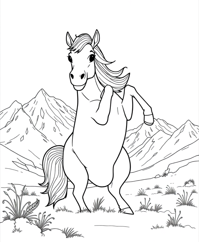 Wild Mustang - Free printable coloring page