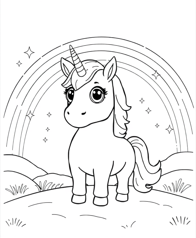 Rainbow Unicorn - Free printable coloring page