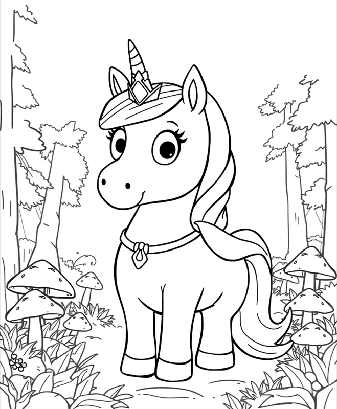 Unicorn Princess - Free printable coloring page