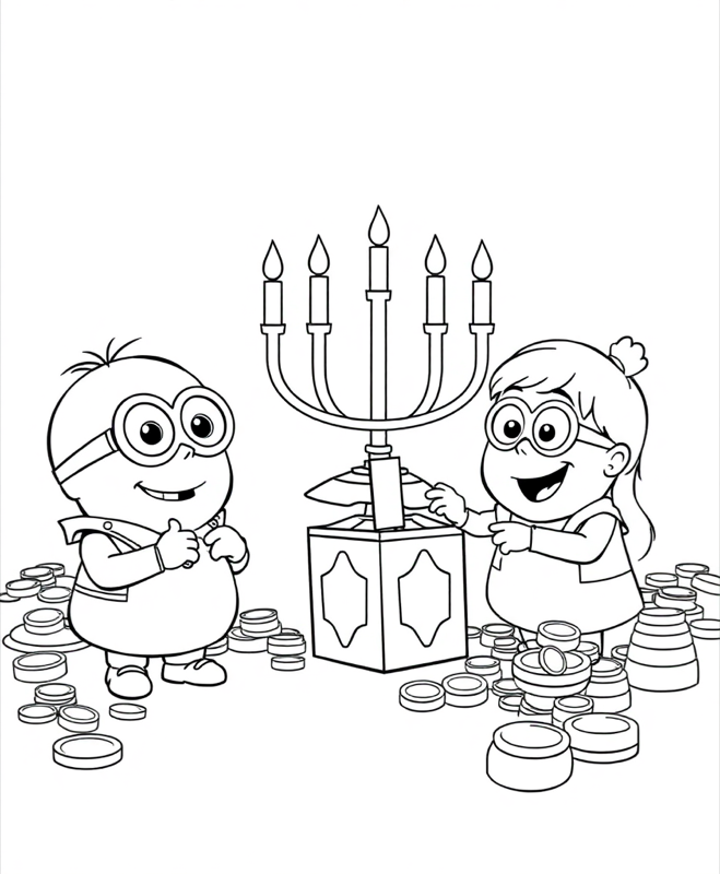 Dreidel Fun - Free printable coloring page