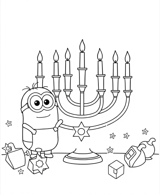 Glowing Menorah - Free printable coloring page