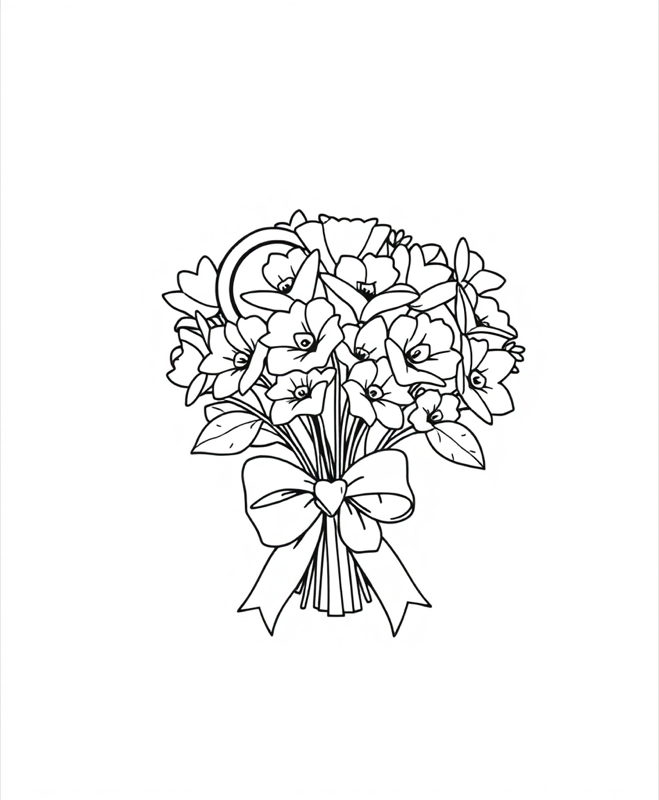 Heart Bouquet - Free printable coloring page