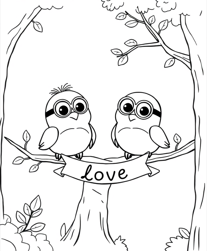 Love Birds - Free printable coloring page